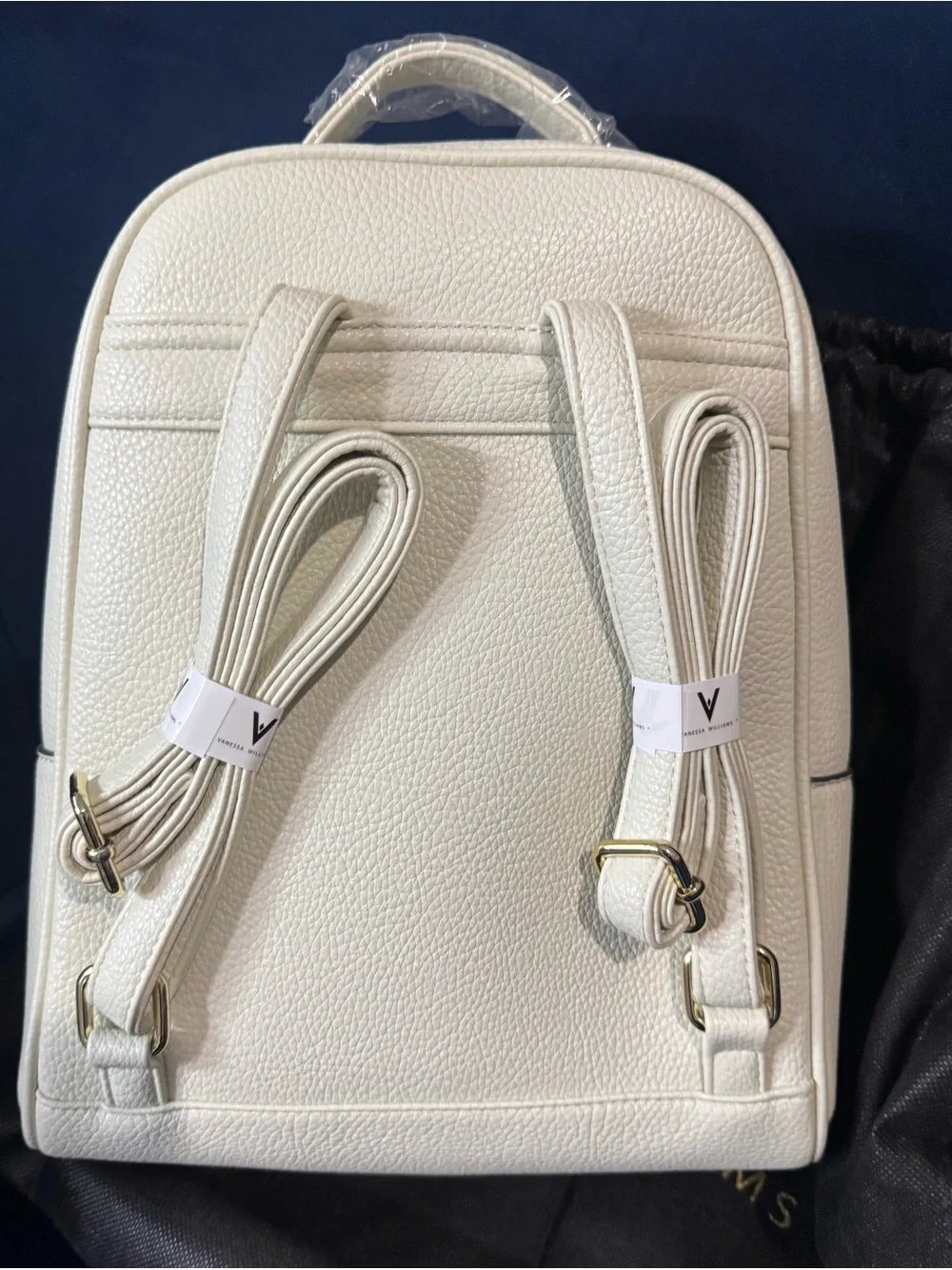 Minimalist White Women's Backpack with V Accent
